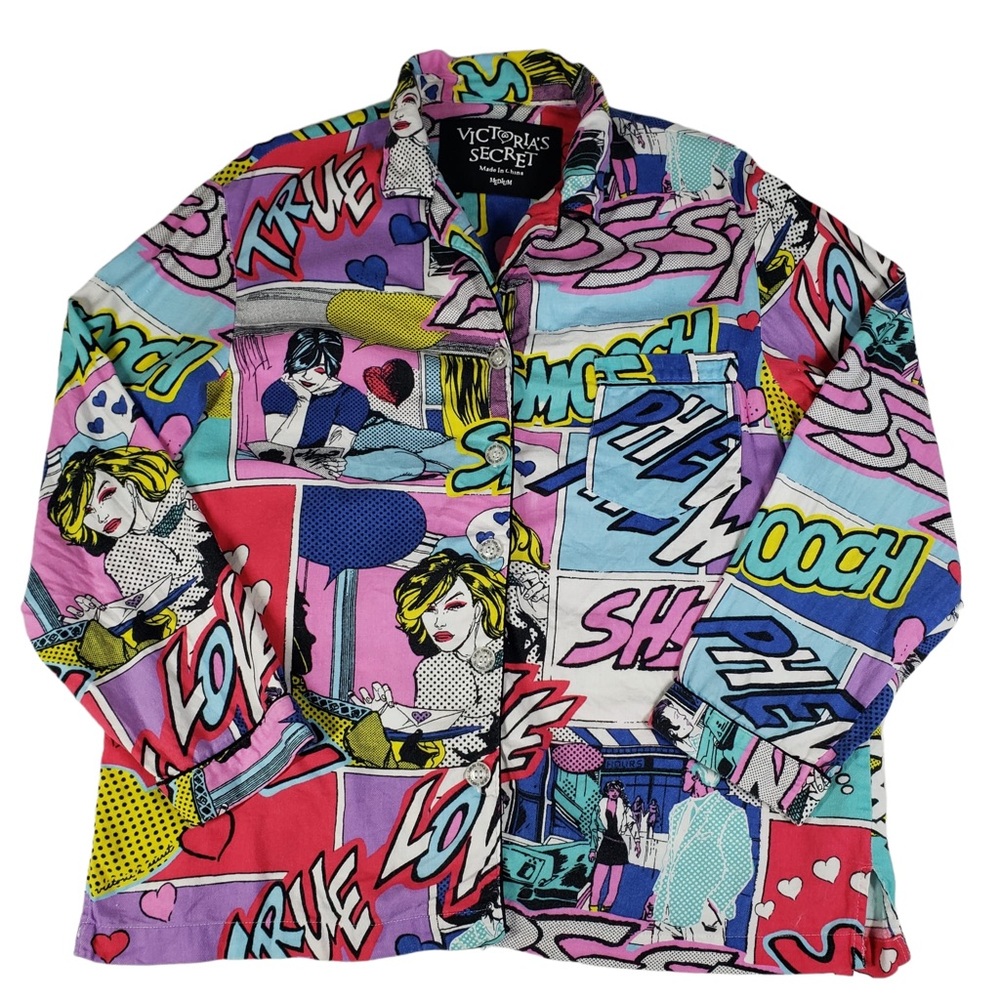 Vintage Y2K Victoria’s Secret Pop Art Pajama Top Size Medium